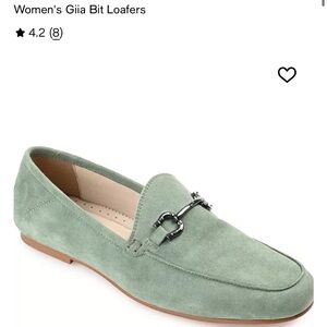 Journee Collection Green Loafers with Smooth Leather